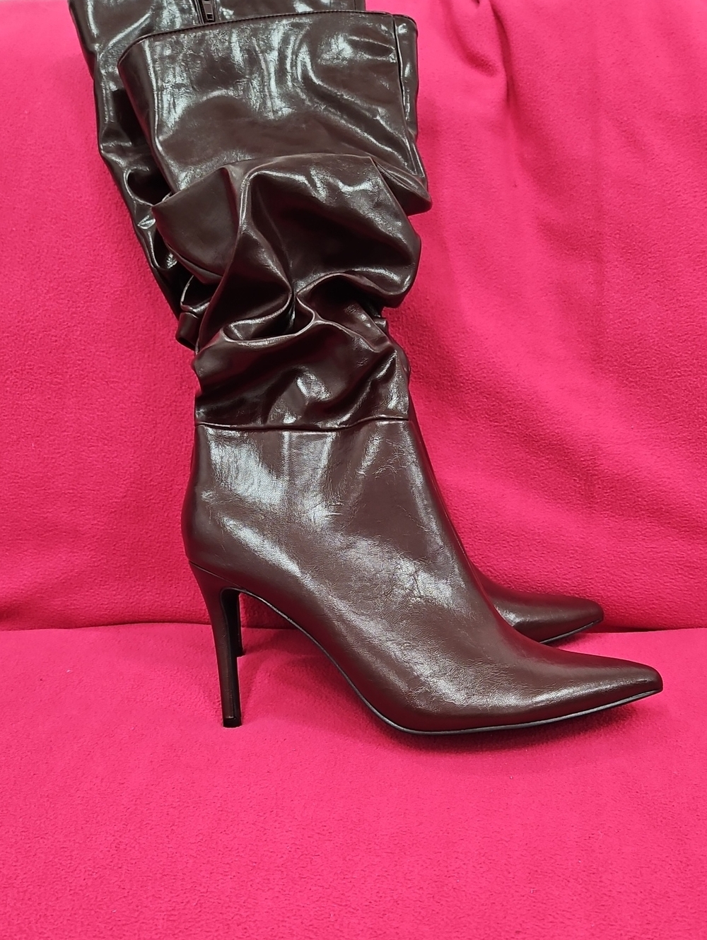 Women's Brown High-Heel Slouch Boot